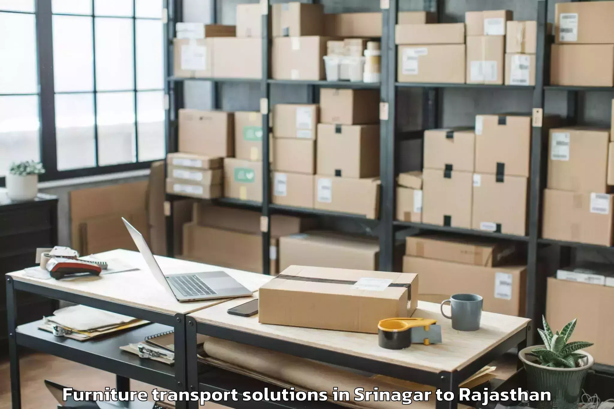 Quality Srinagar to Pushkar Furniture Transport Solutions